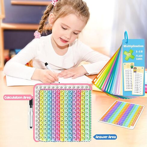 Multiplication Flash Cards + Pop Fidget Multiplication Chart, Times Table Educational Flashcard 3rd Grade, 4th, 5th, 6th Grade in Saudi Arabia