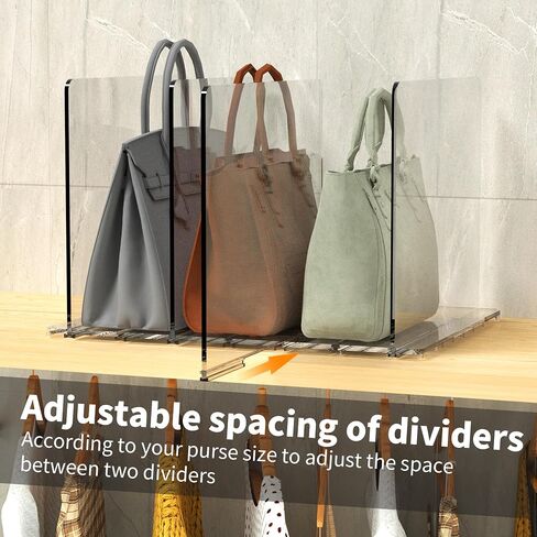 Noleja Purse Organizer for Closet, Clear Shelf Dividers,Adjustable Acrylic Shelf Divider for Clothes Purses Handbag Closet Organizer, Adjustable for Bedroom,Acrylic Bookshelf in Saudi Arabia