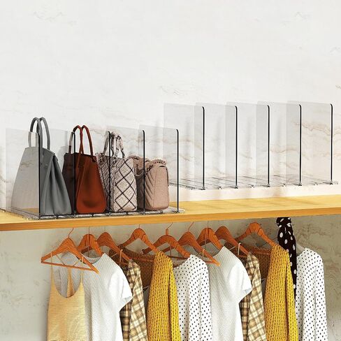 Noleja Purse Organizer for Closet, Clear Shelf Dividers,Adjustable Acrylic Shelf Divider for Clothes Purses Handbag Closet Organizer, Adjustable for Bedroom,Acrylic Bookshelf in Saudi Arabia