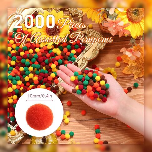 Tegeme 2000 Pieces Thanksgiving Pom Poms 1 cm Orange Brown Fall Pompoms and Fuzzy Balls for Arts Crafts Making DIY Autumn Thanksgiving Party Decorations Supplies(Orange Series) in Saudi Arabia