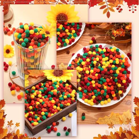 Tegeme 2000 Pieces Thanksgiving Pom Poms 1 cm Orange Brown Fall Pompoms and Fuzzy Balls for Arts Crafts Making DIY Autumn Thanksgiving Party Decorations Supplies(Orange Series) in Saudi Arabia