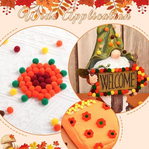 Tegeme 2000 Pieces Thanksgiving Pom Poms 1 cm Orange Brown Fall Pompoms and Fuzzy Balls for Arts Crafts Making DIY Autumn Thanksgiving Party Decorations Supplies(Orange Series) in Saudi Arabia