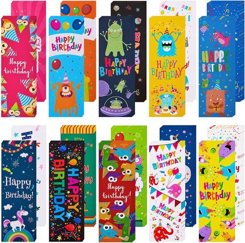 Tenare 100 Pieces Happy Birthday Bookmarks Laminated Imaginative Colors and Patterns for Students Classroom Stationery Supplies in Saudi Arabia