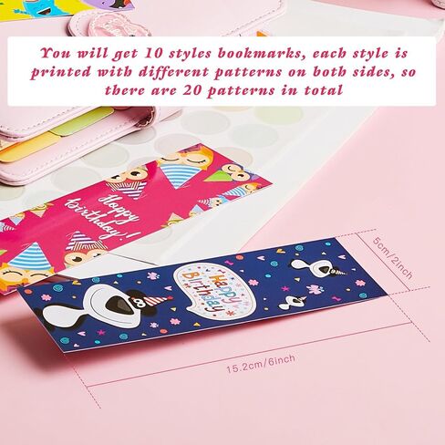 Tenare 100 Pieces Happy Birthday Bookmarks Laminated Imaginative Colors and Patterns for Students Classroom Stationery Supplies in Saudi Arabia