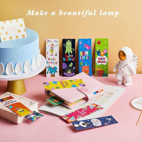 Tenare 100 Pieces Happy Birthday Bookmarks Laminated Imaginative Colors and Patterns for Students Classroom Stationery Supplies in Saudi Arabia