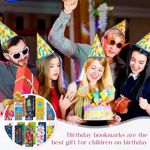Tenare 100 Pieces Happy Birthday Bookmarks Laminated Imaginative Colors and Patterns for Students Classroom Stationery Supplies in Saudi Arabia