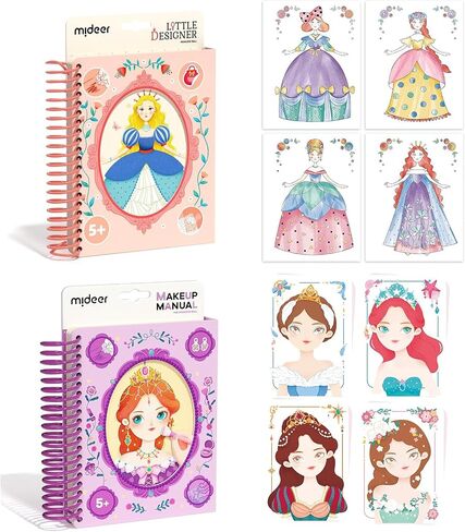 MiDeer Fashion Design Sketchbook with Watercolor Painting, Princess Dress-up Activity Book with Stencils and Stickers, Make-Up Fashion Designer Kits for Kids 5 6 7 (Lady Tea Party) in Saudi Arabia