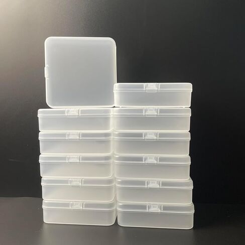 Small Bead Organizers, 12 Pieces Frosted Plastic Storage Cases Mini Clear Bead Storage Containers Transparent Boxes with Hinged Lid in Saudi Arabia