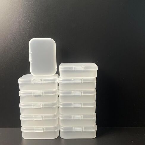 Small Bead Organizers, 12 Pieces Frosted Plastic Storage Cases Mini Clear Bead Storage Containers Transparent Boxes with Hinged Lid in Saudi Arabia