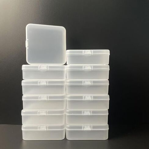 Small Bead Organizers, 12 Pieces Frosted Plastic Storage Cases Mini Clear Bead Storage Containers Transparent Boxes with Hinged Lid in Saudi Arabia