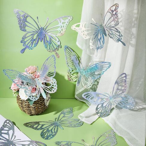 Yeaqee 24 Pcs Large Butterfly Party Decoration 3D Butterflies Wall Decor Set 2 Sizes 3 Styles Large Stickers for Birthday Baby Shower Nursery Bedroom Wedding Decor Cutouts (Gold) in Saudi Arabia