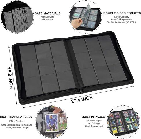 يضم Toploader Binder مع صفحات من 9 جيبات ، ويحتوي على 288 "3 × 4" الحالات الصعبة الصلبة ، وحامل البطاقات للبطاقات القابلة للتحصيل أو البطاقات الرياضية ، والأكمام المتينة للتخزين والعرض (الرمادي) in Kuwait