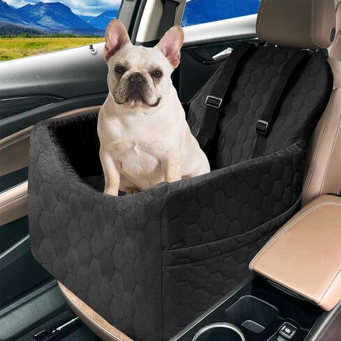 Dog Car Seat for Small/Medium Dogs - Dog Booster Seat with Safety Straps & Non-Slip Base, Travel Pet Car Seat with Storage Pockets, Washable & Removable, Suitable for Dogs Under 35 lbs (Gray) in Saudi Arabia