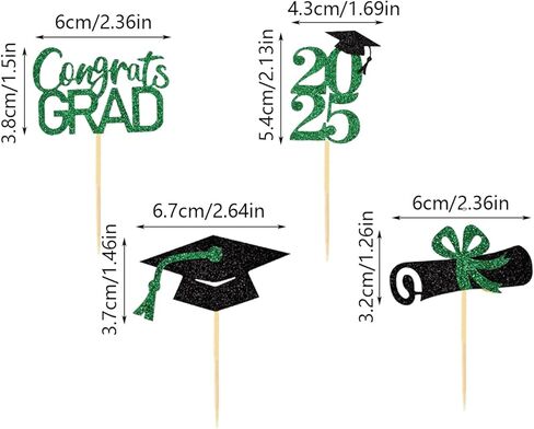 24Pack Glitter Graduation Cupcake Toppers Diploma Grad Cap Done Congrats 2025 Cupcake Picks Class of 2025 Cake Decorations for 2025 Graduation Theme Party Supplies(Gold) in Kuwait