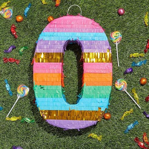 BLUE PANDA Number 4 Pinata - Vibrant Rainbow 4th Birthday Party Decorations | Multicolored Tissue Paper Fiesta Party Supplies | Large 12 x 17 x 3 Inches in Kuwait