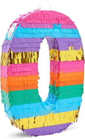 BLUE PANDA Number 4 Pinata - Vibrant Rainbow 4th Birthday Party Decorations | Multicolored Tissue Paper Fiesta Party Supplies | Large 12 x 17 x 3 Inches in Kuwait