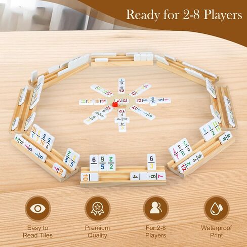 2-6 Players Mexican Train Dominoes Set with 6 Wooden Racks, 91 Tiles, Portable Case, Double 12 Dominos Set for Adults, Family Board Games for Adults, Valentines Day Gifts for Him Her Men Women Mom Dad in Saudi Arabia