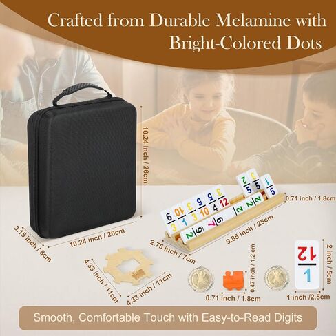 2-6 Players Mexican Train Dominoes Set with 6 Wooden Racks, 91 Tiles, Portable Case, Double 12 Dominos Set for Adults, Family Board Games for Adults, Valentines Day Gifts for Him Her Men Women Mom Dad in Saudi Arabia