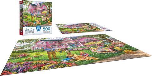 RoseArt - Bigelow Illustrations - Harvest at The Cabin 500 Piece Jigsaw Puzzle - Autumn Scene Puzzle for Adults in Saudi Arabia