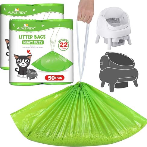 حقائب القمامة القط 50 العد المتوافقة مع Neakasa M1 و PetPivot Self Cleaning Cat Sterter Box استبدال أكياس النفايات مع الرباط الثقيلة مقاومة للتسرب 27 "× 13" in Kuwait