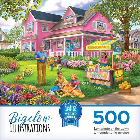 RoseArt - Bigelow Illustrations - Harvest at The Cabin 500 Piece Jigsaw Puzzle - Autumn Scene Puzzle for Adults in Saudi Arabia