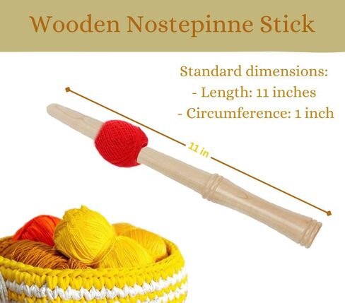 Wooden Nostepinne Stick For Winding A Yarn Ball | Hand-Operated Yarn Ball Winder Knitting Crochet Accessories Spinning Tool (Brown) in Saudi Arabia