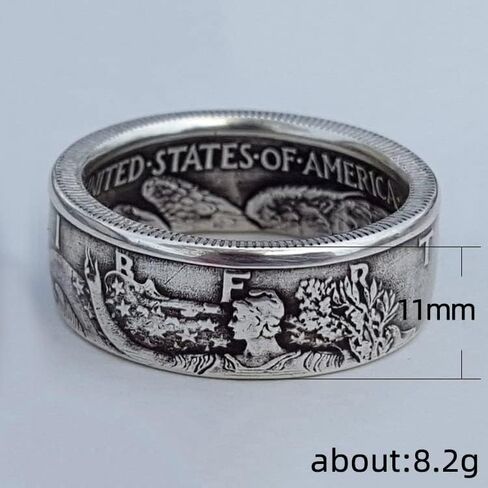 Silver Morgan Dollar Coin Ring 1945 Morgan Dollar Ring - Morgan Silver Dollar Coin Design Ring - Coin Ring Men National Emblem Engraved Signet Rings for Men Women One Dollar Coin Rings Size 7 in Saudi Arabia