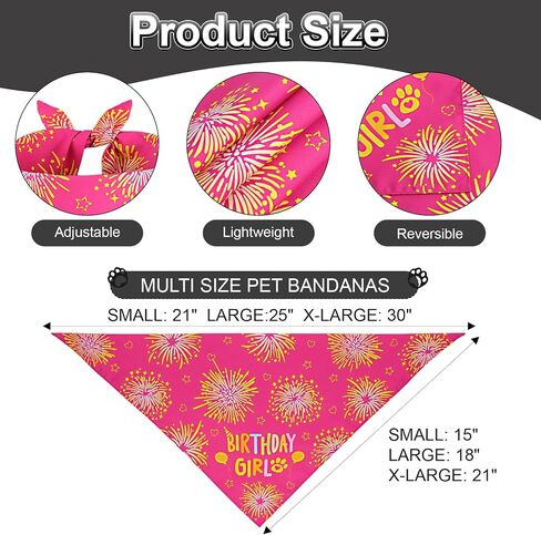 عيد ميلاد الكلب باندانا فتاة الوردي Xlarge 1pcs ، مثلث دائم عكس المرايل المرسالات مناديل للجرو الأليف in Kuwait