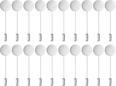 20-Pack Flat Round Tray Lapel Pin, Alloy DIY Boutonnieres Pins for Suit/Hat/Tie/Scarf Badge, Needle Corsage Safety Stick Blank Brooch Pin [1.97", Gold Tone] in Saudi Arabia