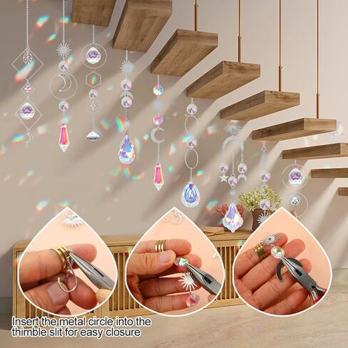 HYBEADS 200 Pcs DIY Suncatcher Making Kits for Adults Crystal Sun Catchers Crafts with Hooks Chains Pendants Rainbow Maker for Window Hanging Prism Indoor Outdoor Garden Xmas Wedding Party Decor in Saudi Arabia