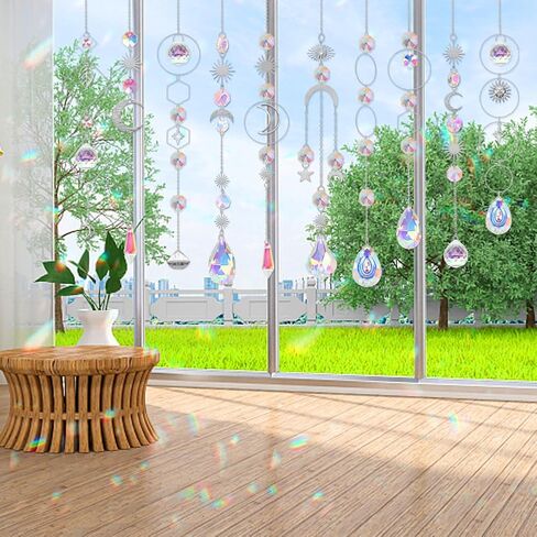 HYBEADS 200 Pcs DIY Suncatcher Making Kits for Adults Crystal Sun Catchers Crafts with Hooks Chains Pendants Rainbow Maker for Window Hanging Prism Indoor Outdoor Garden Xmas Wedding Party Decor in Saudi Arabia