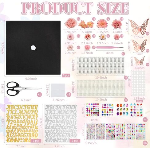 ZYNERY Graduation Cap Decorations Kit Grad Cap Topper Decor Includes Glitter Paper 3D Butterfly Faux Flower Letters Stickers, Cap Decorations for DIY Graduation Cap Topper (Pink) in Kuwait