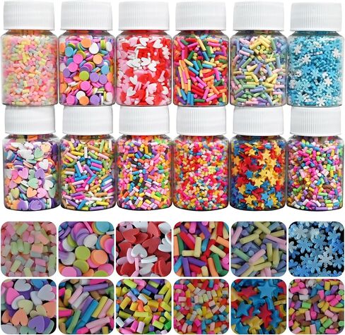 LIKETURE Fake Sprinkles 180G Non-edible Polymer Clay Sprinkles Fake Candy Sprinkles Slime Sprinkles Faux Sprinkles for Resin Slime Add Ins Plastic Sprinkle Nail Art Shaker Card Filler (Multicolor) in Kuwait
