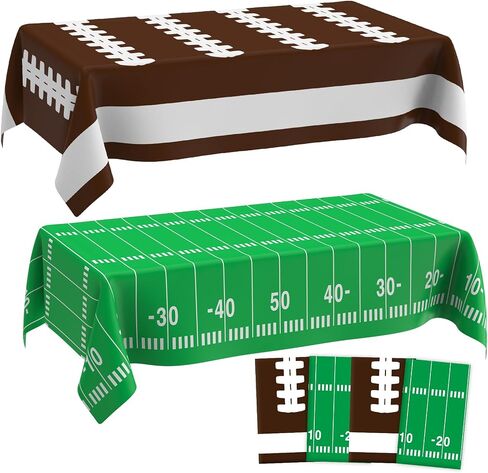 2 Pack Football Tablecloth 108 X 54Inch Disposable Plastic Football Table Cloth Tailgates Tablecloth Set Football Party Decorations Football Table Cover Football Table Decorations for Birthday Games in Saudi Arabia