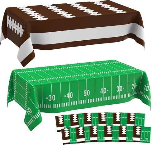 2 Pack Football Tablecloth 108 X 54Inch Disposable Plastic Football Table Cloth Tailgates Tablecloth Set Football Party Decorations Football Table Cover Football Table Decorations for Birthday Games in Saudi Arabia