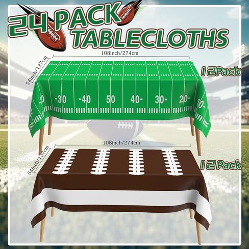 2 Pack Football Tablecloth 108 X 54Inch Disposable Plastic Football Table Cloth Tailgates Tablecloth Set Football Party Decorations Football Table Cover Football Table Decorations for Birthday Games in Saudi Arabia