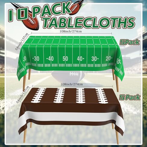 2 Pack Football Tablecloth 108 X 54Inch Disposable Plastic Football Table Cloth Tailgates Tablecloth Set Football Party Decorations Football Table Cover Football Table Decorations for Birthday Games in Saudi Arabia