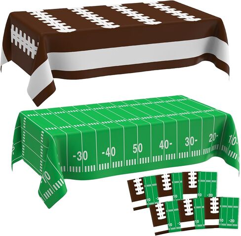 2 Pack Football Tablecloth 108 X 54Inch Disposable Plastic Football Table Cloth Tailgates Tablecloth Set Football Party Decorations Football Table Cover Football Table Decorations for Birthday Games in Saudi Arabia