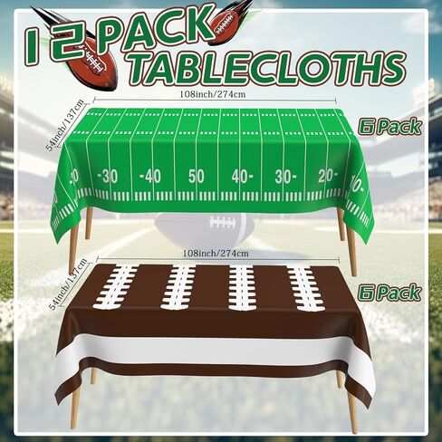 2 Pack Football Tablecloth 108 X 54Inch Disposable Plastic Football Table Cloth Tailgates Tablecloth Set Football Party Decorations Football Table Cover Football Table Decorations for Birthday Games in Saudi Arabia