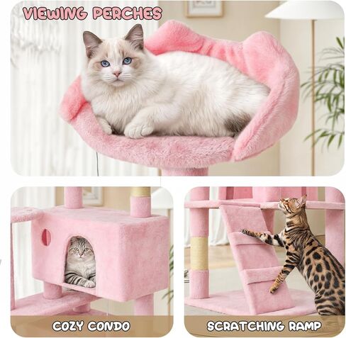 MoNiBloom Cat Tree, 54 Inch Cat Tree Tower with 2 Cat Condo, Cat Tower with Scratching Post, Cat Climbing Tower, Cat Tree for Indoor Cats, Beige in Kuwait