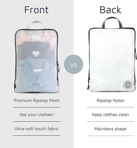 Large Packing Cube Set with See Through Mesh- Compression Packing Cubes Travel Organizers by TRIPPED Travel Gear in Kuwait