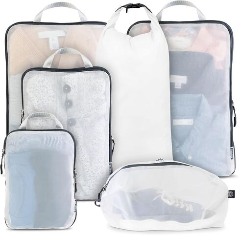 Large Packing Cube Set with See Through Mesh- Compression Packing Cubes Travel Organizers by TRIPPED Travel Gear in Kuwait