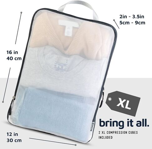 Large Packing Cube Set with See Through Mesh- Compression Packing Cubes Travel Organizers by TRIPPED Travel Gear in Kuwait