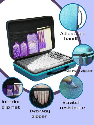 Waykape 70 Slots Diamond Painting Storage Box, Diamond Art Tools and Accessories Organizer for 5D Diamonds, Rhinestones – Portable, Shockproof Craft Storage Container, Premium Glitter Black Matte Case in Kuwait