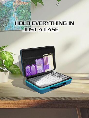 Waykape 70 Slots Diamond Painting Storage Box, Diamond Art Tools and Accessories Organizer for 5D Diamonds, Rhinestones – Portable, Shockproof Craft Storage Container, Premium Glitter Black Matte Case in Kuwait