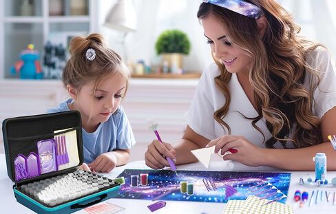 Waykape 70 Slots Diamond Painting Storage Box, Diamond Art Tools and Accessories Organizer for 5D Diamonds, Rhinestones – Portable, Shockproof Craft Storage Container, Premium Glitter Black Matte Case in Kuwait