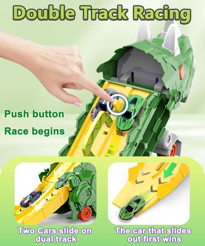 Dinosaur Truck Toys for Kids, Transforms into Triceratops with Race Track Set, Ultimate City Dinosaur Transporter Hauler with 4 Cars, Birthday Gifts Toys for Boys 3 4 5 6 7 8 Years Old Blue in Saudi Arabia