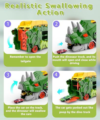 Dinosaur Truck Toys for Kids, Transforms into Triceratops with Race Track Set, Ultimate City Dinosaur Transporter Hauler with 4 Cars, Birthday Gifts Toys for Boys 3 4 5 6 7 8 Years Old Blue in Saudi Arabia
