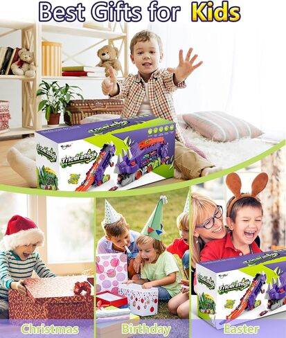 Dinosaur Truck Toys for Kids, Transforms into Triceratops with Race Track Set, Ultimate City Dinosaur Transporter Hauler with 4 Cars, Birthday Gifts Toys for Boys 3 4 5 6 7 8 Years Old Blue in Saudi Arabia