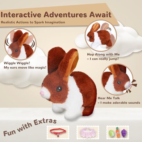 Bunny Bunny Interactive Bunny محشو - قفز الأرنب بالأصوات ، الأذنين المنقولة ، وتنورة رائعة للأطفال 3+. in Saudi Arabia